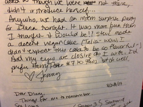 Falling asleep while journaling, circa 2007. 