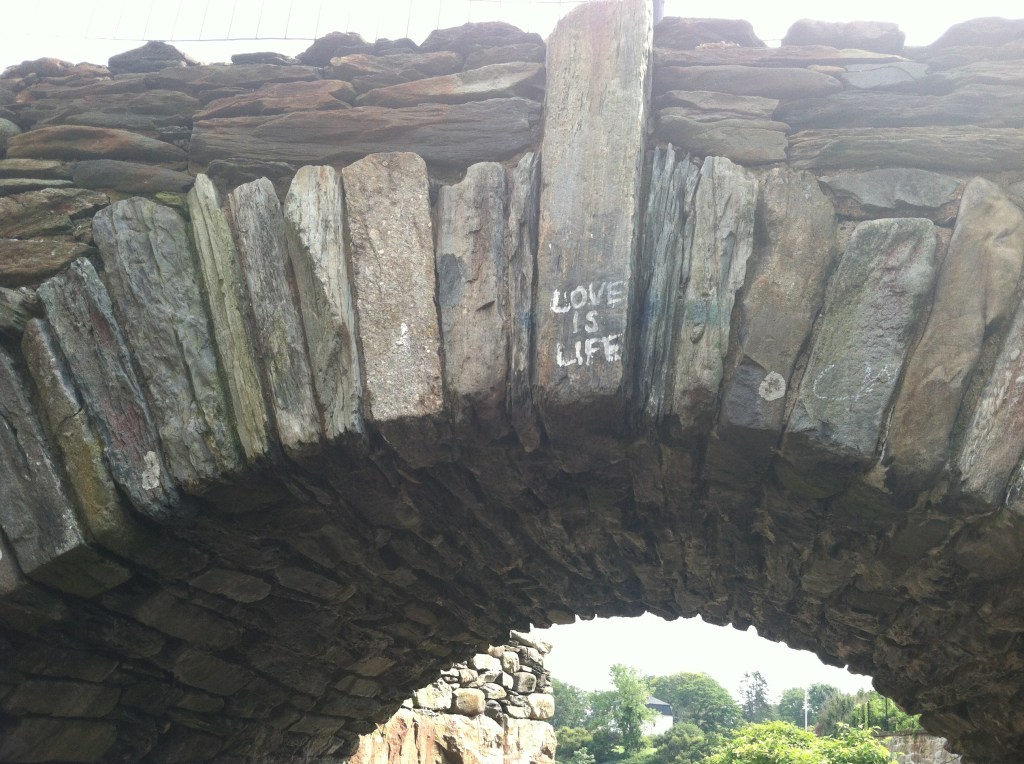 July: I make the tentative move to Rhode Island and come across this bridge in Newport, which was like seeing an old friend. "Love is Life." (Thanks, HD)